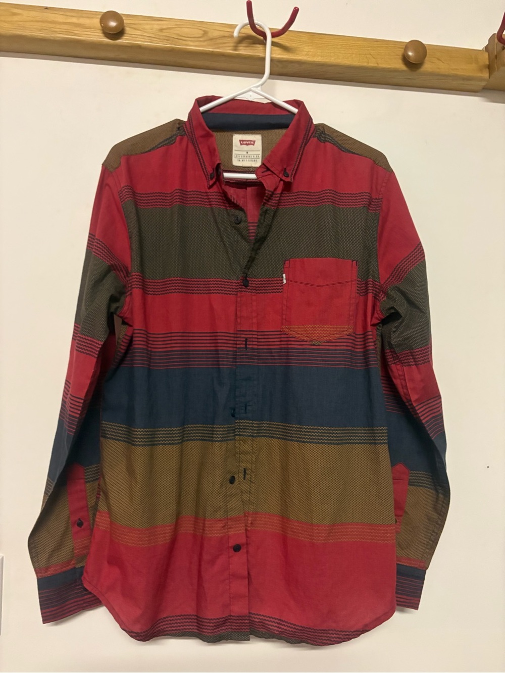 M Levi Strauss cotton Vintage Western Wear Red Blue brown Shirt Medium